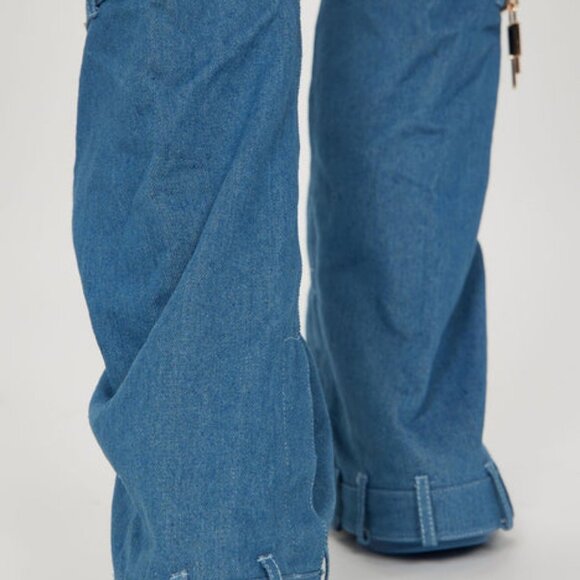 " DOMINQUE DENIM "  FOLD OVER PLATFORM BOOT IN DENIM ( BRAND NEW !!! ) - Picture 3 of 6